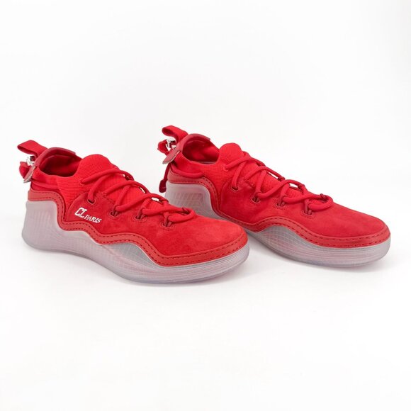 Christian Louboutin Arpoador Red Suede Drawstring Sneakers Size 43 US 10 Men's - Picture 1 of 14